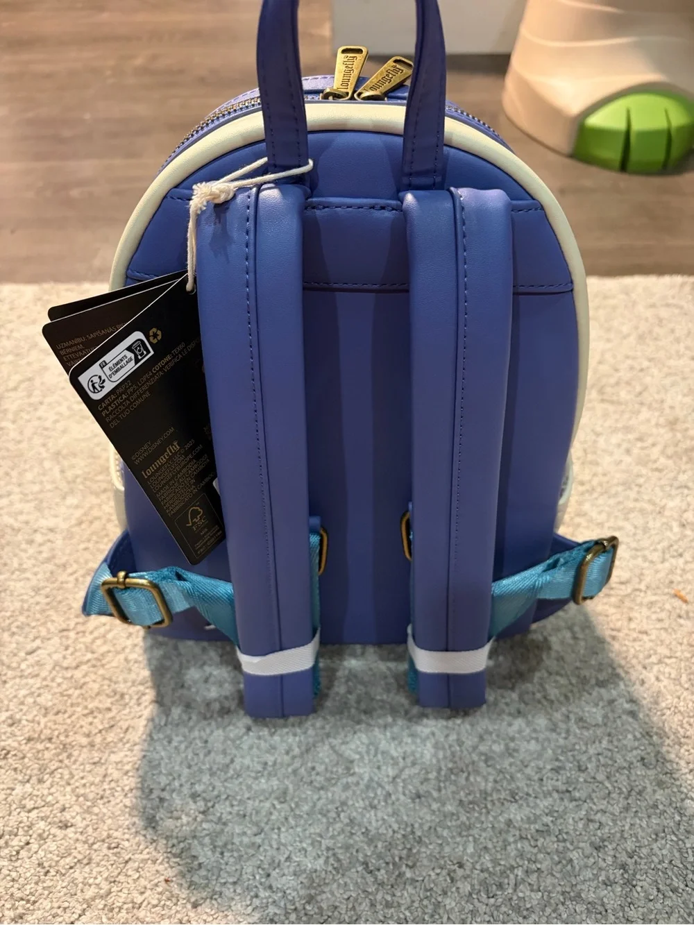 Loungefly Cream Mini Backpack with Pink & Blue Floral Accents